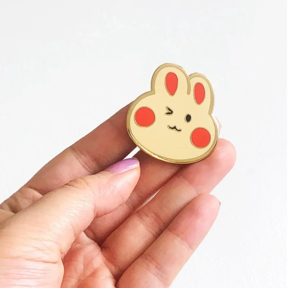 Bunny Pin | Hard Enamel Pin | Cute Pin | Golden Color Pin | Easter Gift - Picture 4 of 4
